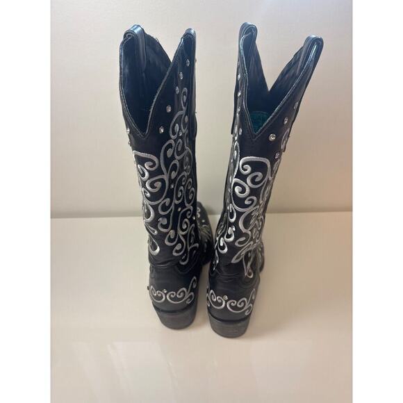 Lane LB00045A black womens boot sz 7 Us 37 Eur Cowgirl South Rodeo Embroid Rhine - Picture 3 of 4